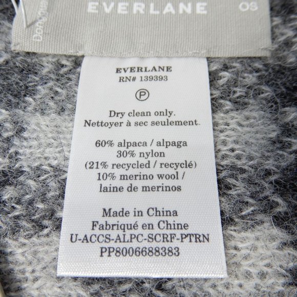 EVERLANE The Alpaca Wool Patterned SCARF Wrap 79"x50" Unisex Grey Check NEW $125 - Picture 6 of 7